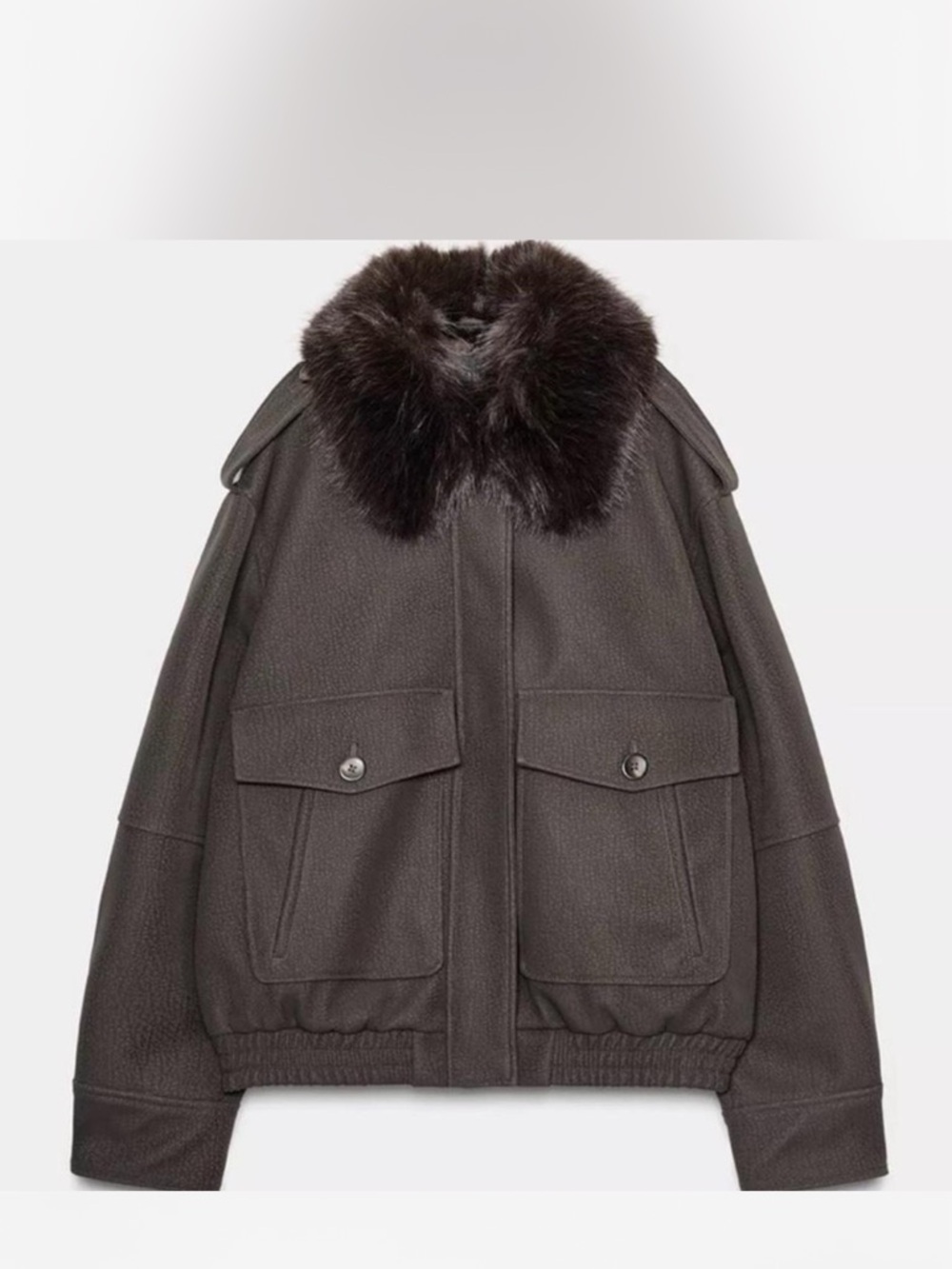ZARA Dark Brown Women's Bomber Jacket - Picture 6 of 8